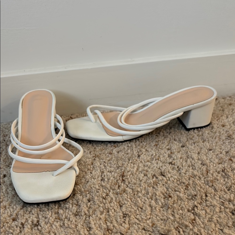 Elegant White Strappy Women's Heels